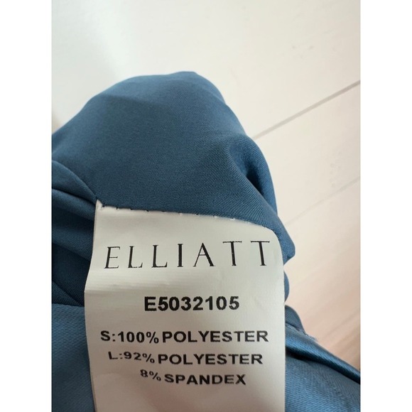 Elliatt XL One Shoulder High Slit Satin Cassini Dress in Baby Blue - Picture 12 of 16